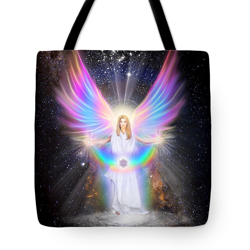 Endre Tote Bag featuring the digital art Milky Way Angel by Endre Balogh