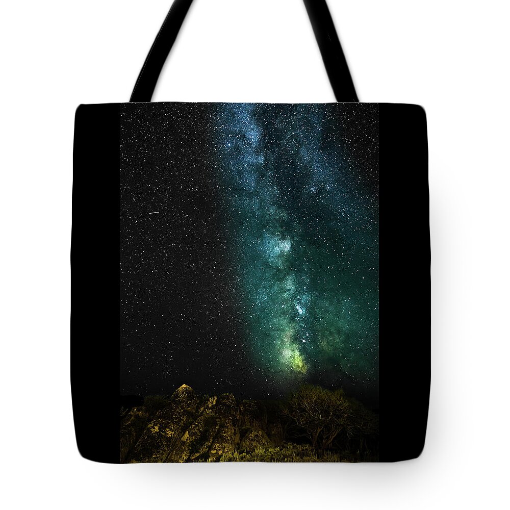 Milky Way Tote Bag featuring the photograph High Desert Milky Way by Ron Long Ltd Photography