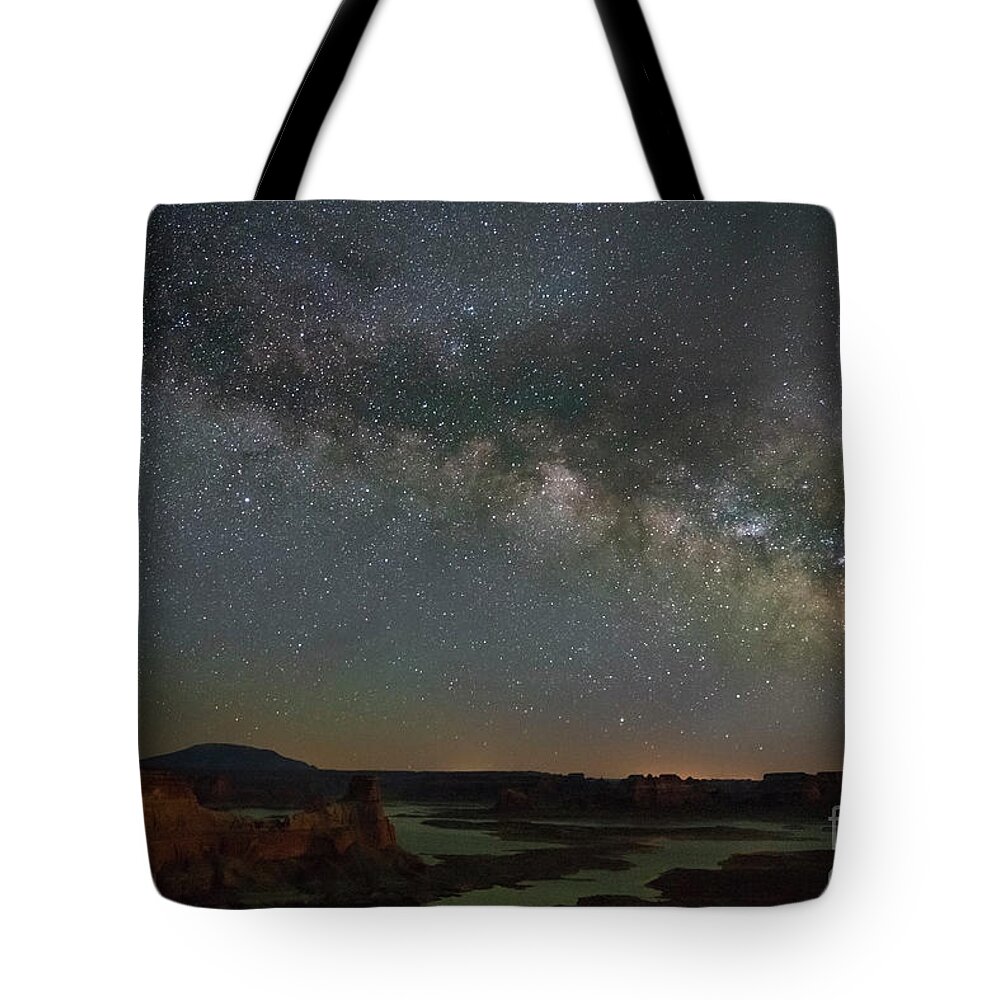 Alstrom Point Tote Bag featuring the photograph Milkyway over Alstrom Point by Keith Kapple