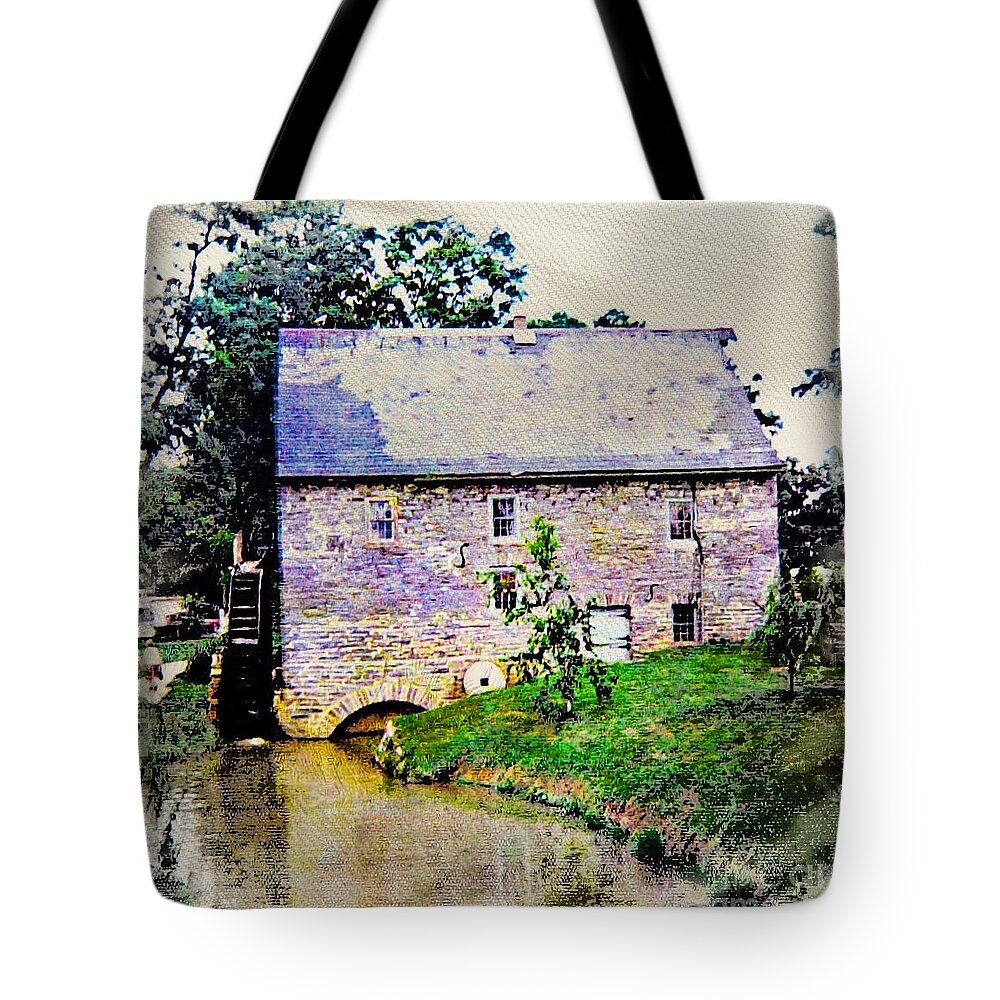  Tote Bag featuring the digital art Mill House, Only One Fine Day by Aurelia Schanzenbacher