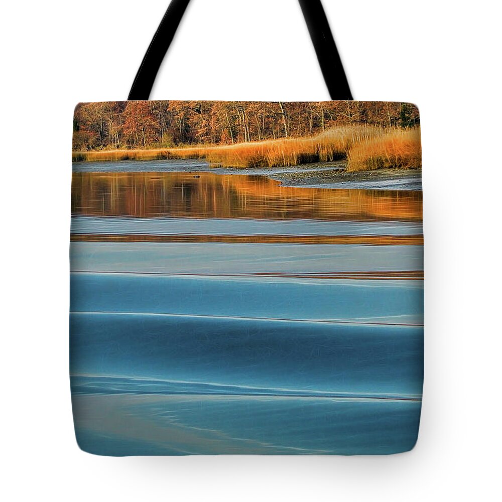 Reflection Tote Bag featuring the photograph Milton Harbor in Autumn by Cordia Murphy