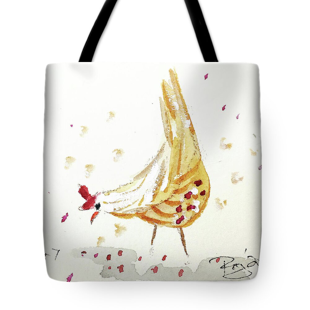 Whimsical Tote Bag featuring the painting Mini Rooster 7 by Roxy Rich
