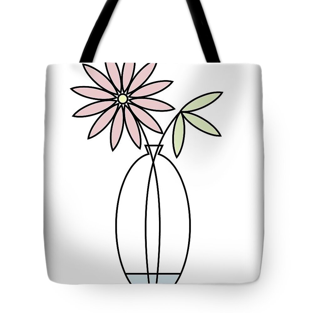 Minimalistic Design Tote Bag featuring the digital art Minimal Plant in Vase 4 by Donna Mibus