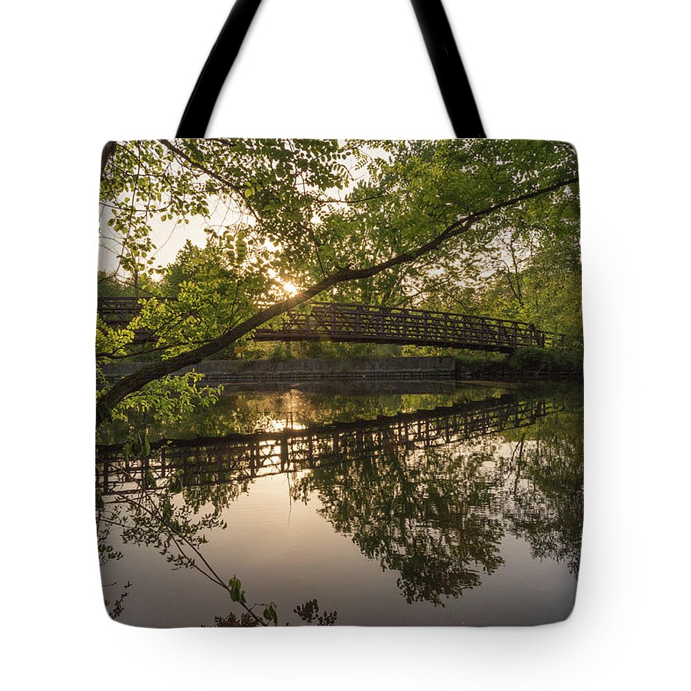 Princeton Tote Bag featuring the photograph Mirror Bridge by Kristopher Schoenleber