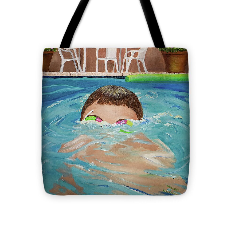 Children Tote Bag featuring the painting Mischief by Linda Queally
