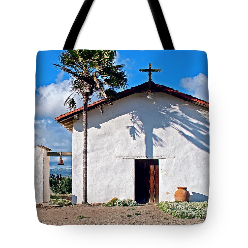 Soledad Mission Tote Bag featuring the photograph Mission Soledad - Soledad, California by Denise Strahm