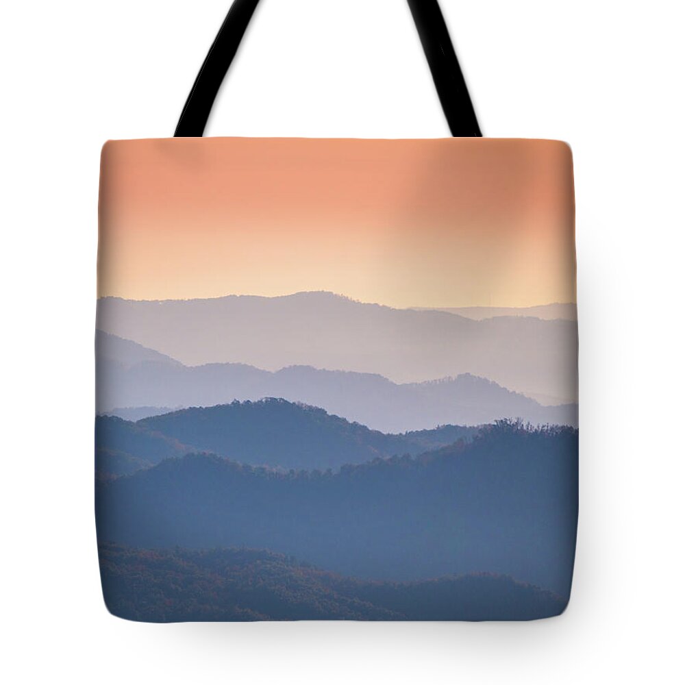 Landscape Tote Bag featuring the photograph Misty Morning in the Carolina Blue Ridge by Rachel Morrison