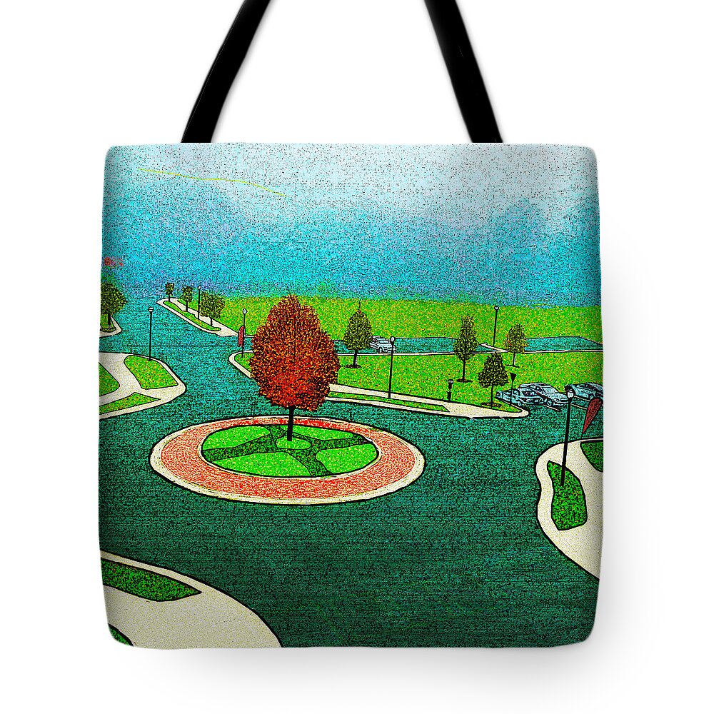 Macon Tote Bag featuring the digital art Misty Morning Macon by Rod Whyte