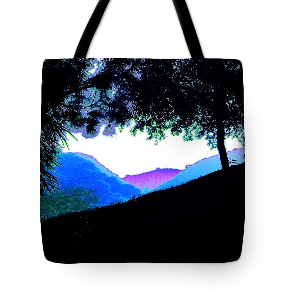 Mountains Tote Bag featuring the photograph Misty Mountains Purple by Andrew Lawrence