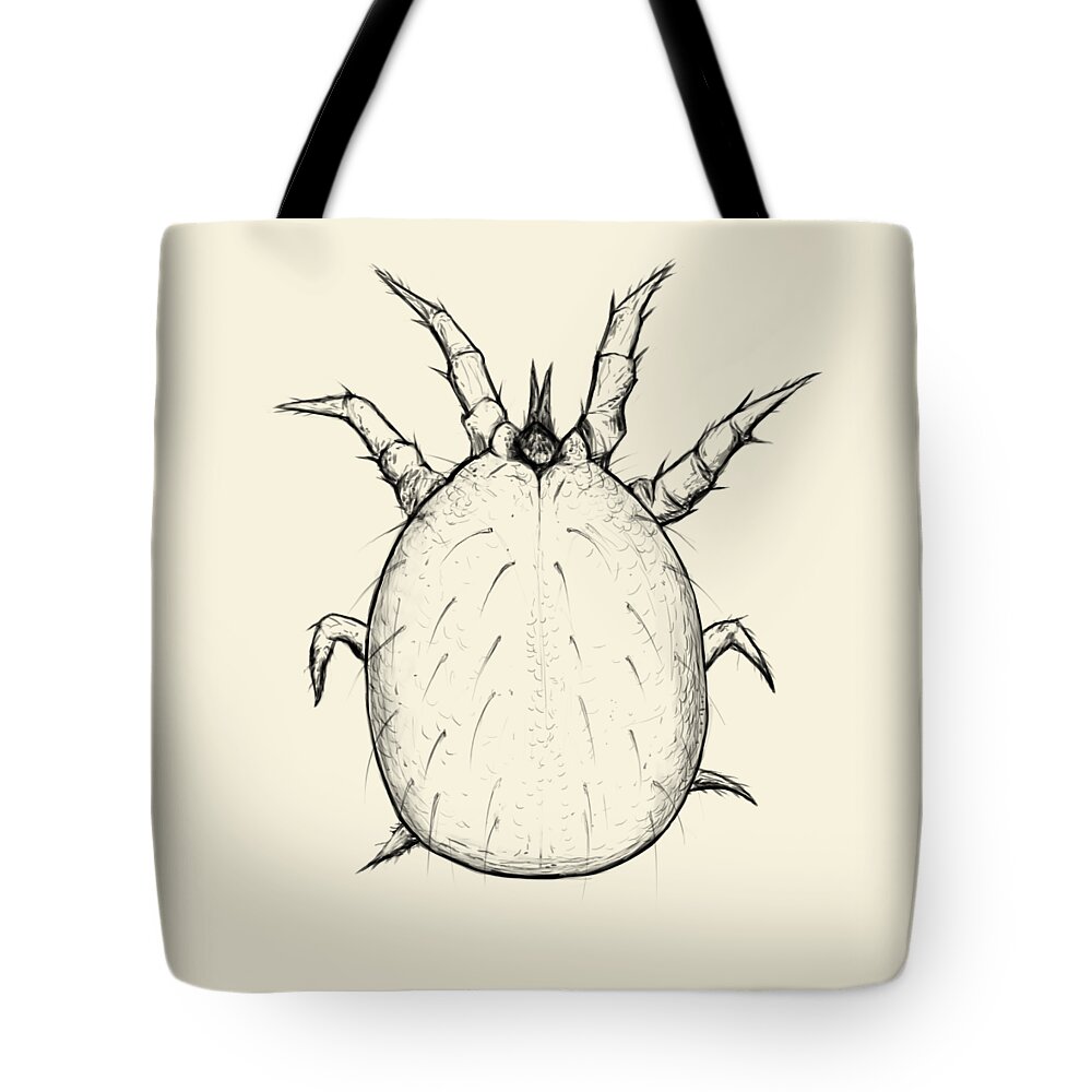 Arthropod Tote Bag featuring the digital art Mite by Katelyn Solbakk