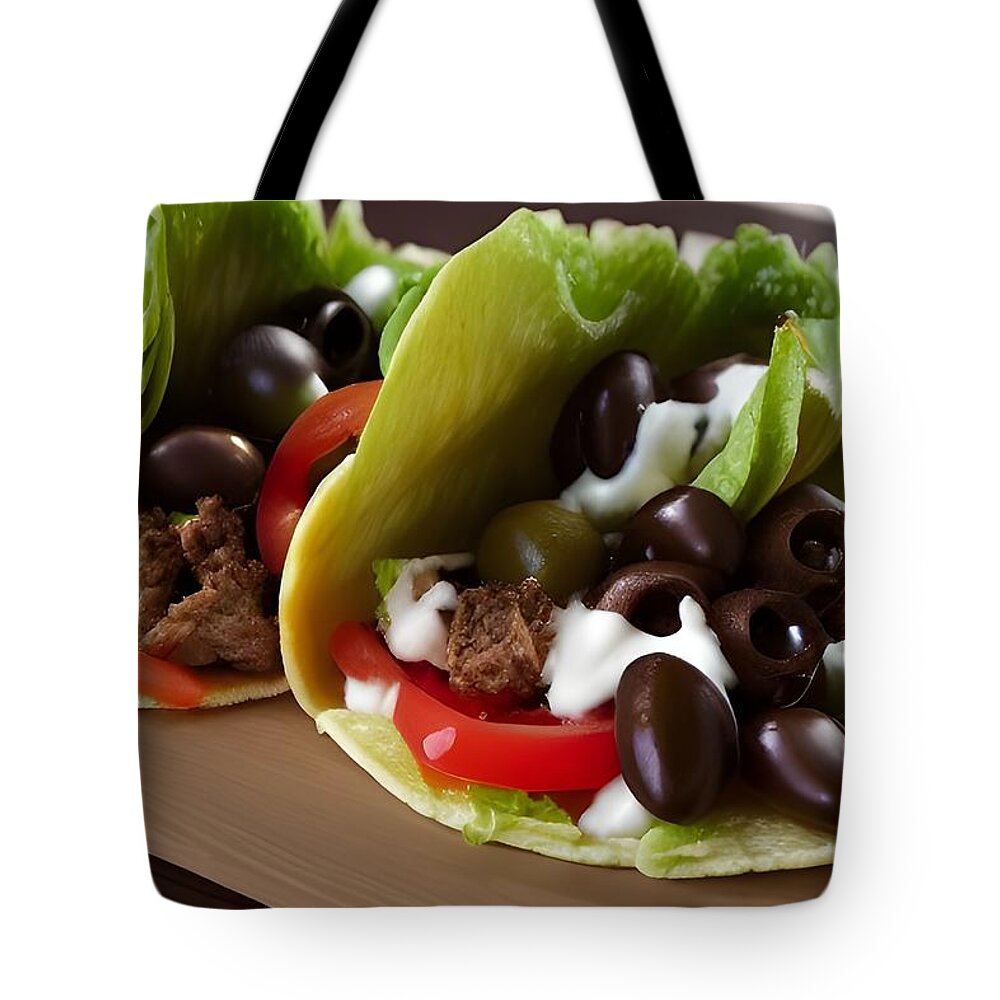 Digital Tote Bag featuring the digital art Mmmn, Tacos by Beverly Read