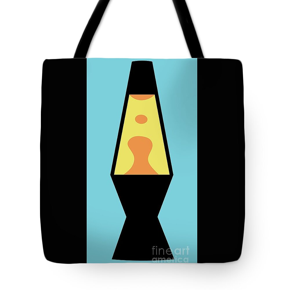 Mod Tote Bag featuring the digital art Mod Lava Lamp on Blue by Donna Mibus