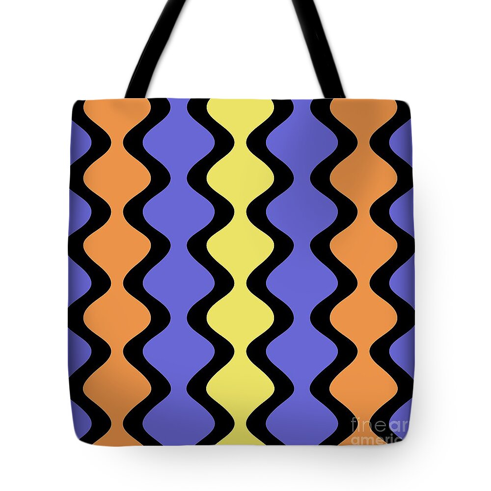 Modern Tote Bag featuring the digital art Mod Waves on Twilight by Donna Mibus