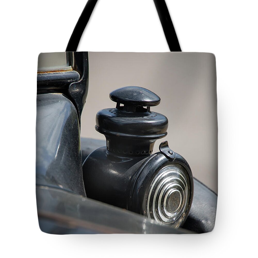 Model T Tote Bag featuring the photograph Model T headlamp by M Kathleen Warren