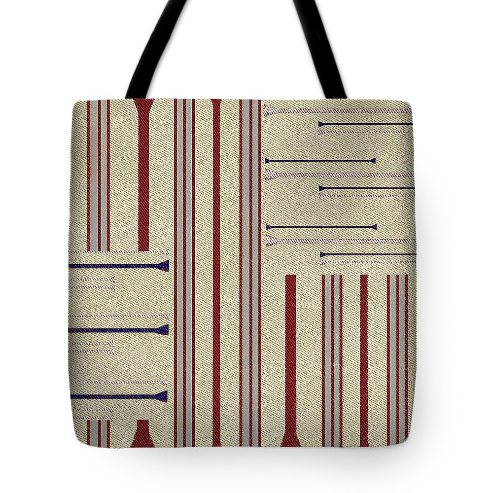 Stripe Tote Bag featuring the digital art Modern African Ticking Stripe by Sand And Chi