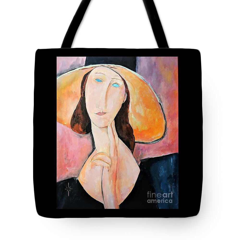 Reproduction Tote Bag featuring the painting after Amedeo Modigliani     by Jodie Marie Anne Richardson Traugott     aka jm-ART