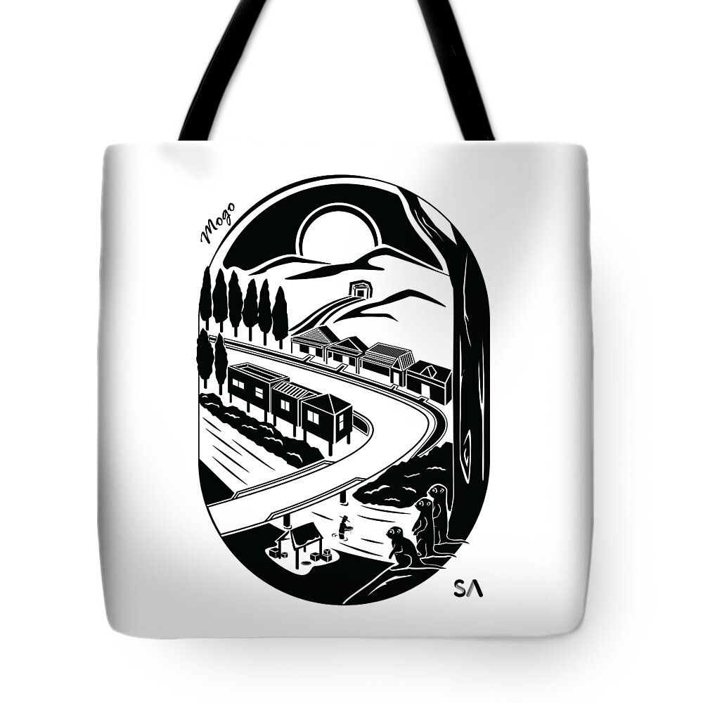 Black And White Tote Bag featuring the digital art Mogo by Silvio Ary Cavalcante