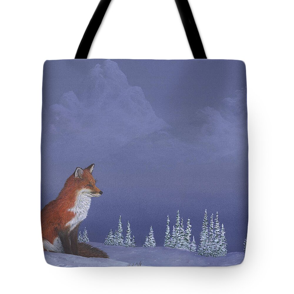 Fox Tote Bag featuring the painting Moment of Seclusion by Peter Rashford
