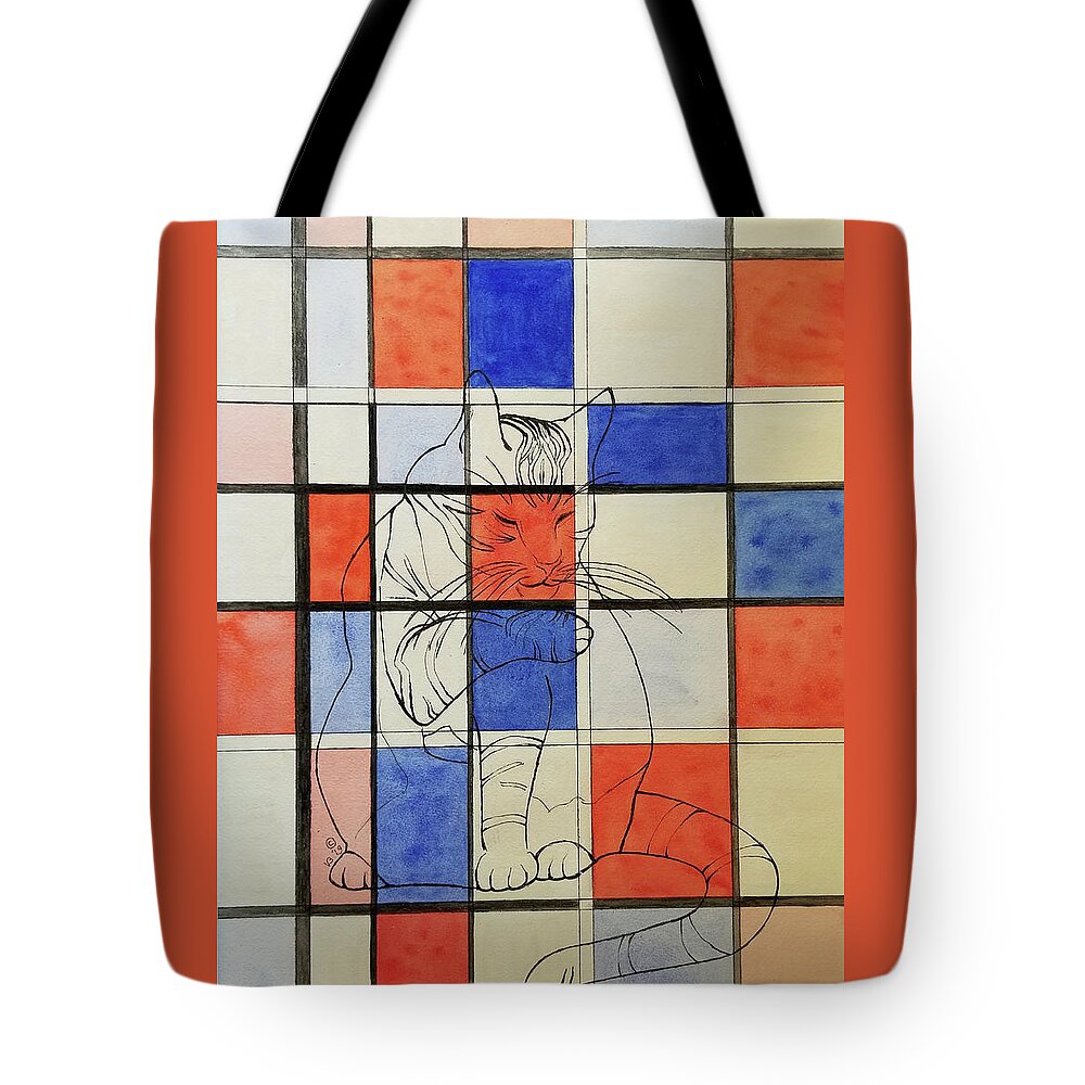Mondriaan Inspired Tote Bag featuring the painting Mondriaan Meditation by Vera Smith