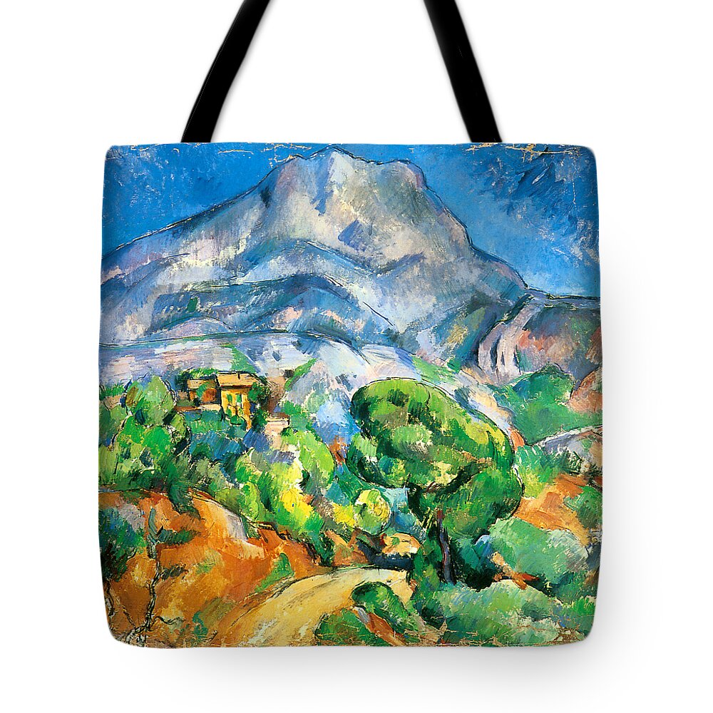 Cezanne Tote Bag featuring the painting Monte Sainte-Victoire above the Tholonet Road 1896 by Paul Cezanne