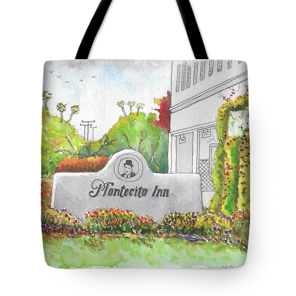 Montecito Inn Tote Bag featuring the painting Montecito Inn in Montecito, California by Carlos G Groppa