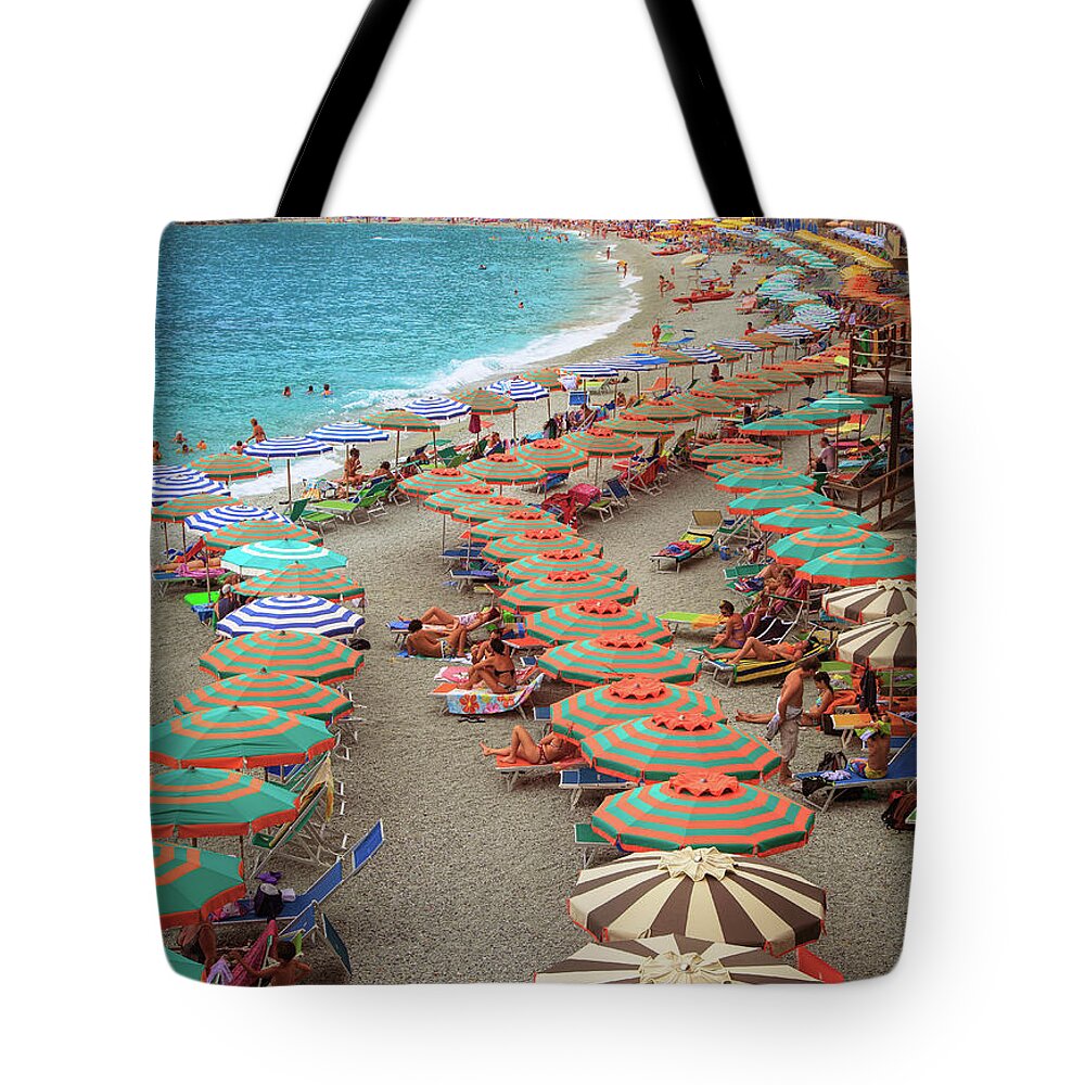Cinque Tote Bag featuring the photograph Monterosso Beach by Inge Johnsson