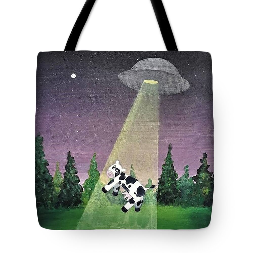 U.f.o Tote Bag featuring the painting Moo. F. O. by April Reilly