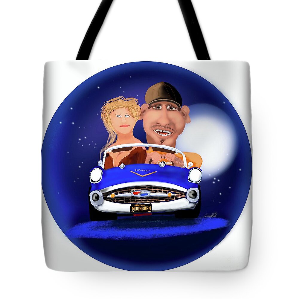 Convertible. Chevrolet Tote Bag featuring the digital art Moomburn 1957 Chevy Ragtop by Doug Gist