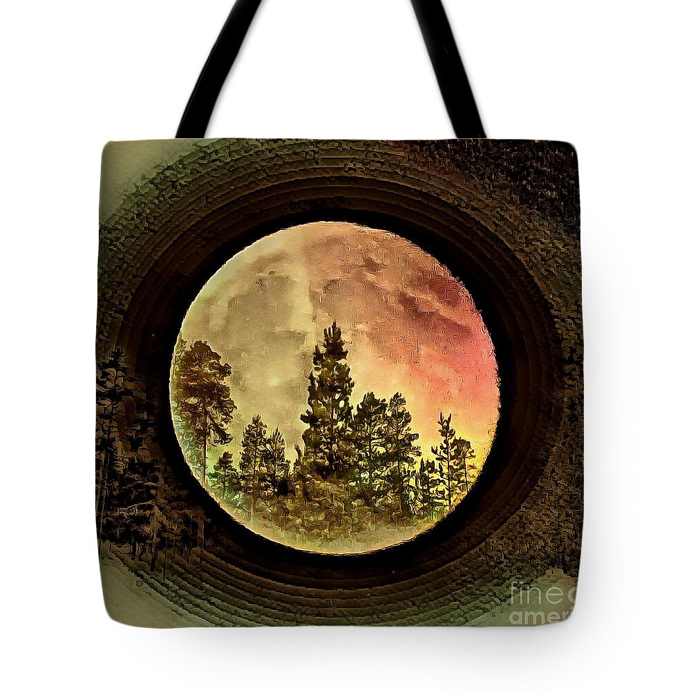 Moon Tote Bag featuring the photograph Moon and Trees Fantasia by Sea Change Vibes