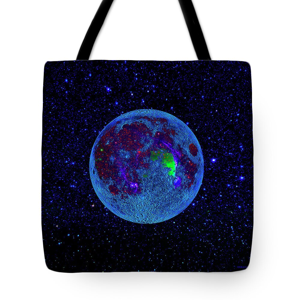 Blue Moon Tote Bag featuring the painting Moon Colonies by David Arrigoni