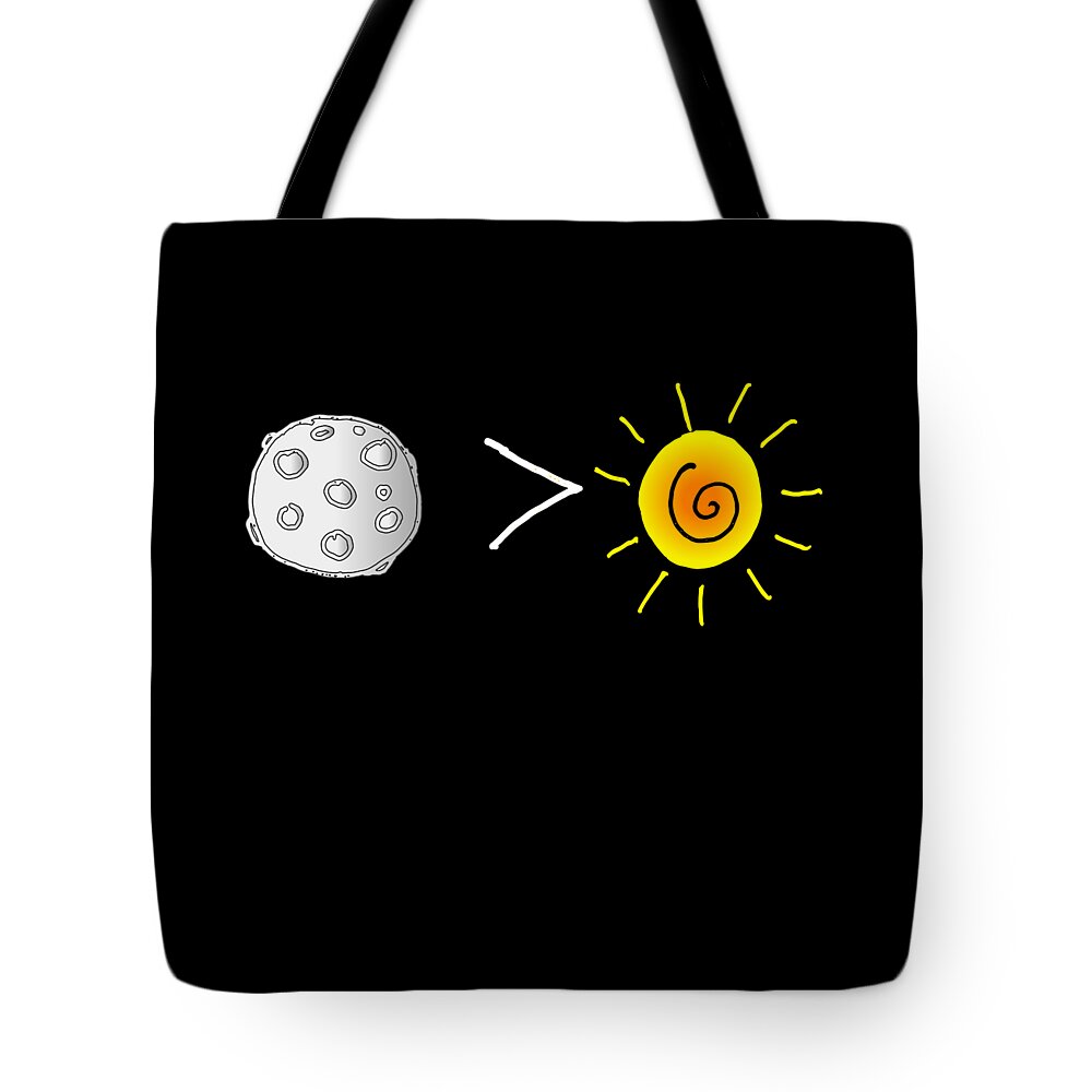 Funny Tote Bag featuring the digital art Moon Is Greater Than The Sun Total Solar Eclipse by Flippin Sweet Gear