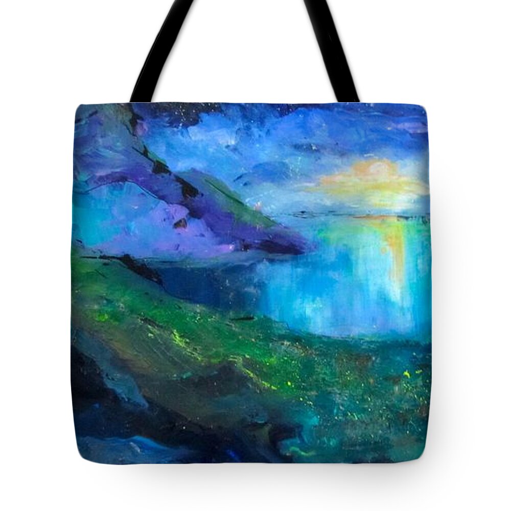Moon Tote Bag featuring the painting Moon Rise by Barbara O'Toole