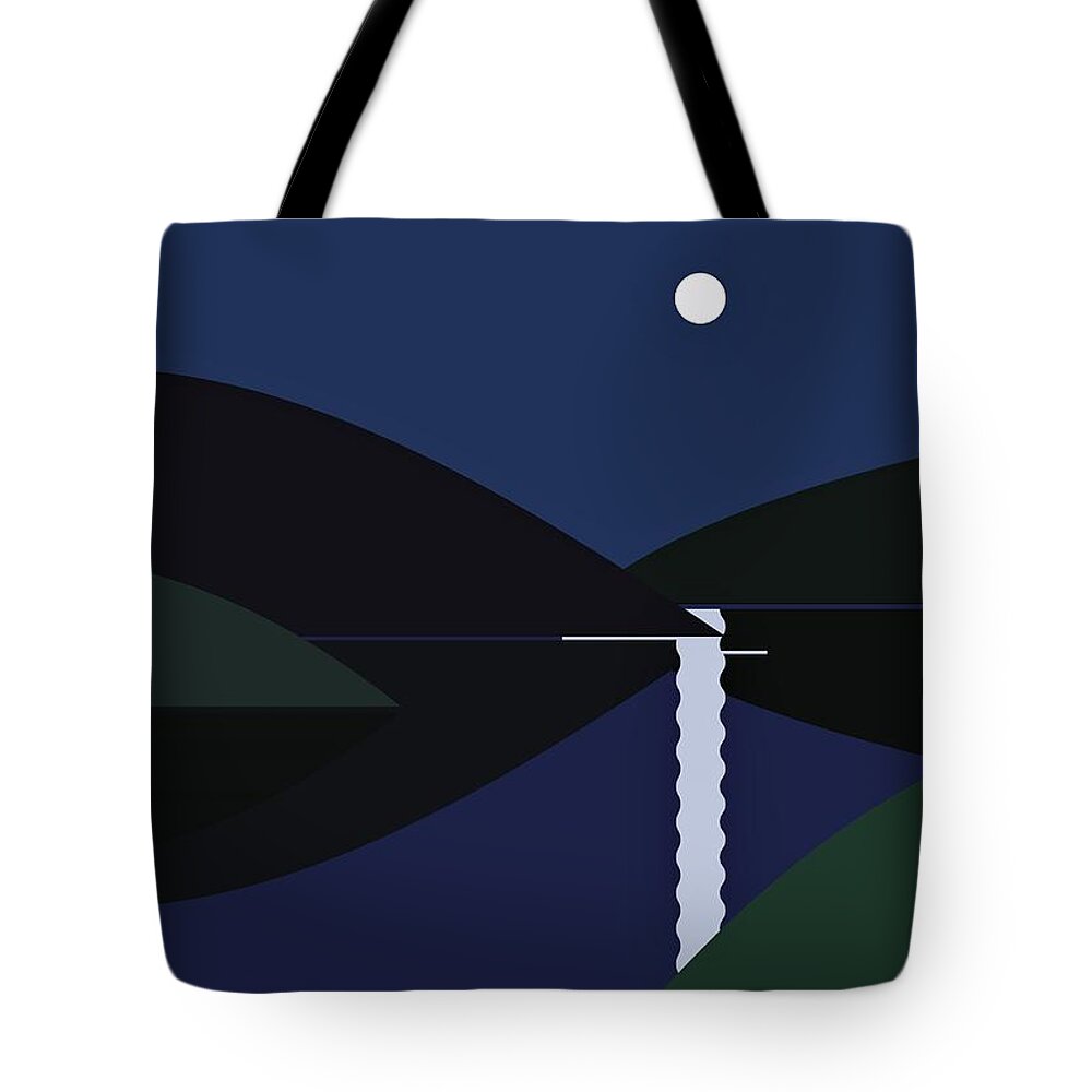 Moonlight Tote Bag featuring the digital art Moonlighting by Fatline Graphic Art
