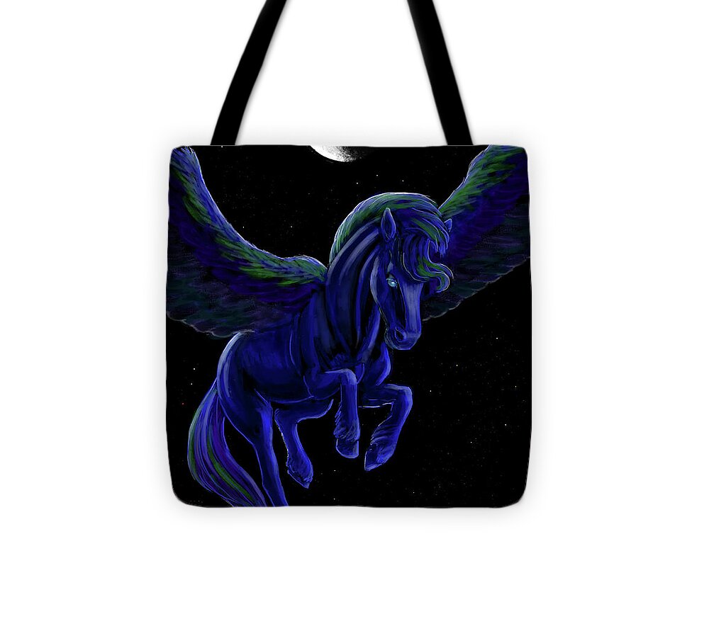 Digital Painting Tote Bag featuring the digital art Moonlit Flight by Rohvannyn Shaw