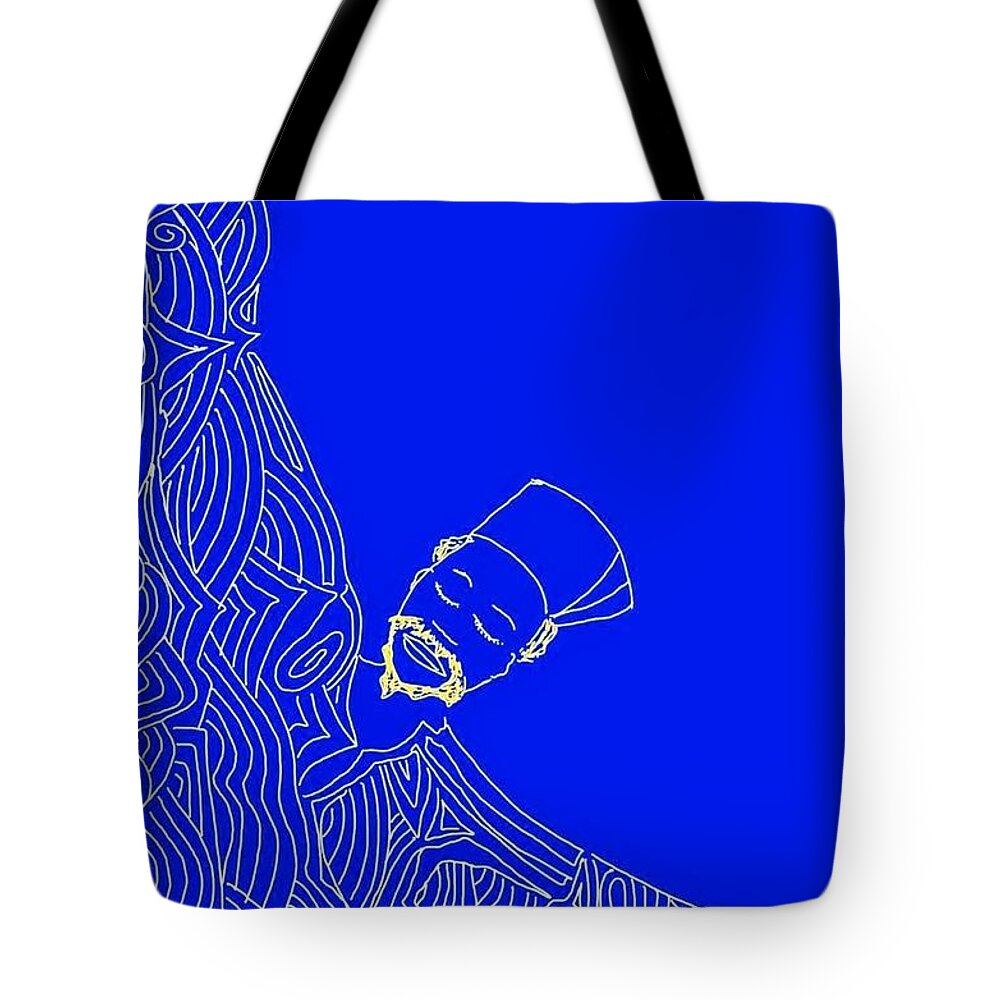  Tote Bag featuring the digital art Moonlit wisdom Blue by Sala Adenike
