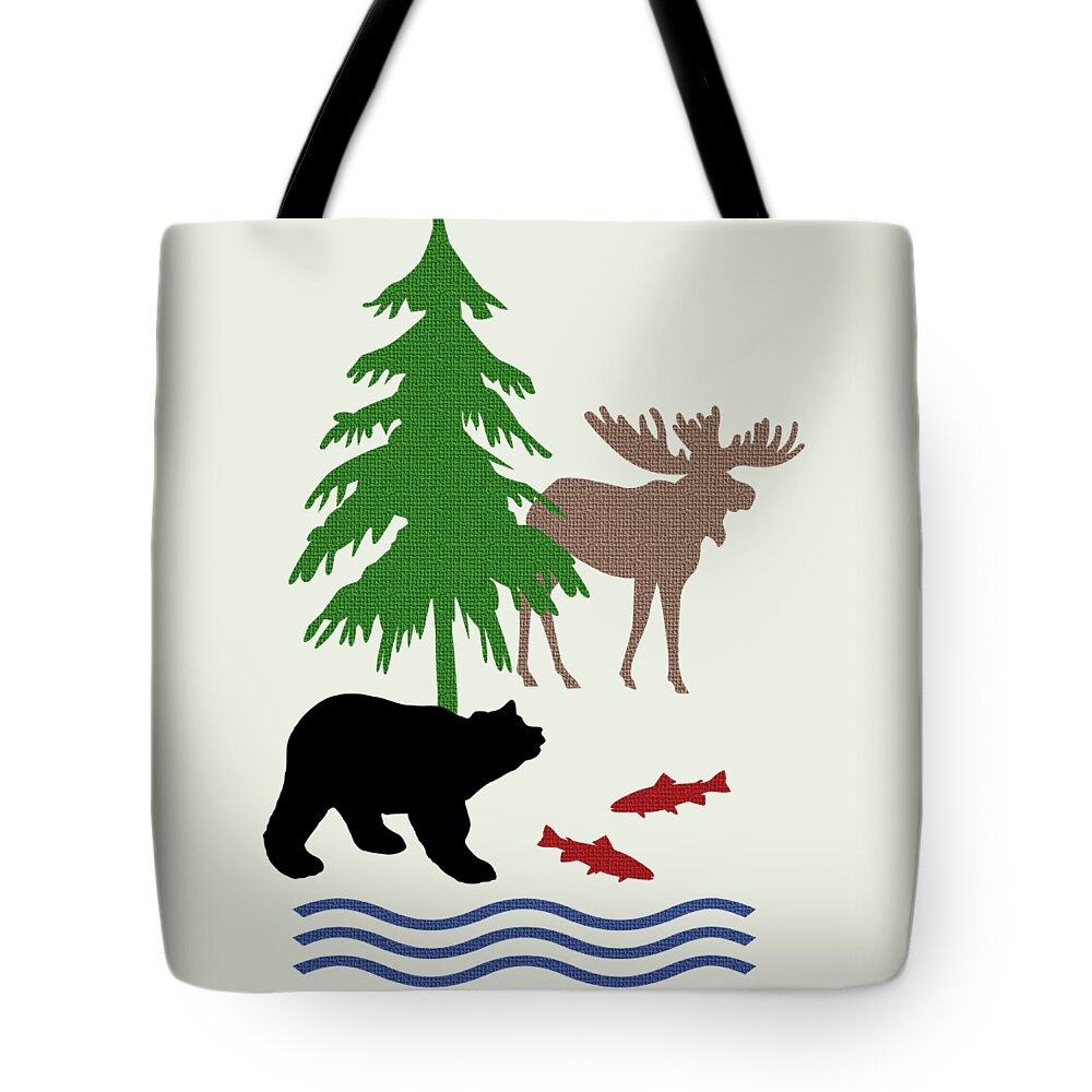 And Bear Tote Bag featuring the mixed media Moose and Bear Pattern Art by Christina Rollo