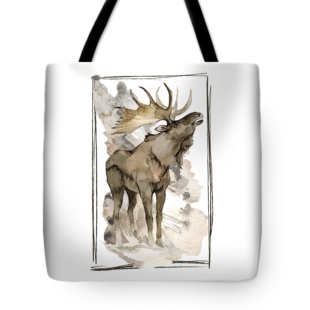 Moose Tote Bag featuring the digital art Moose Splash with Frame by N Kirouac