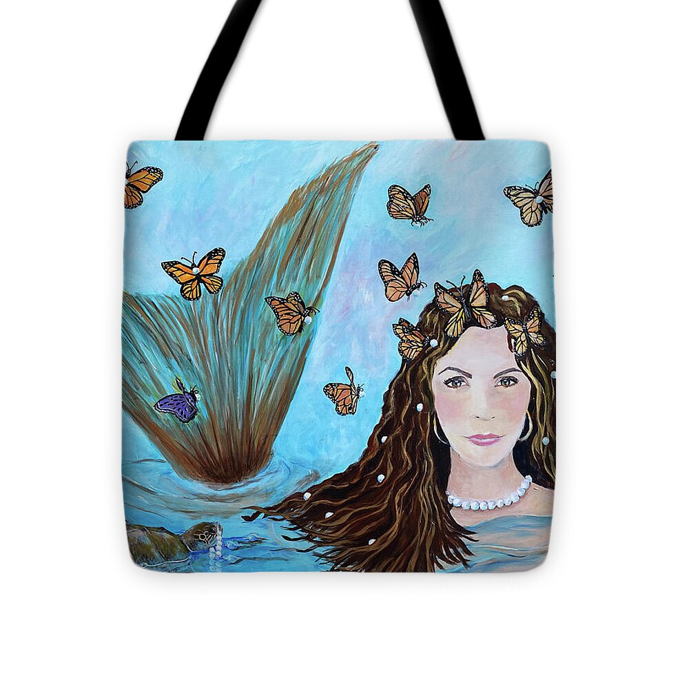 Mermaid Tote Bag featuring the painting More Precious Than Gold by Linda Queally by Linda Queally