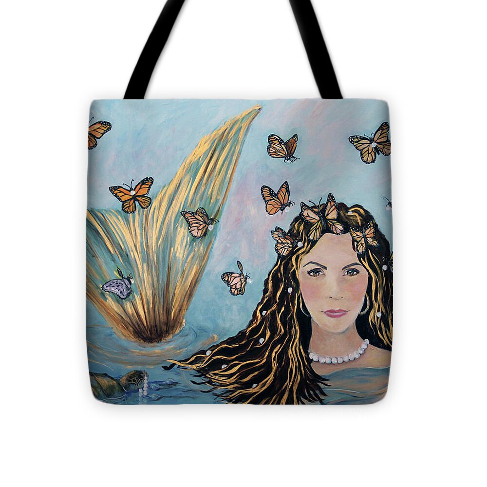 Mermaid Tote Bag featuring the painting More Precious Than Gold by Linda Queally by Linda Queally