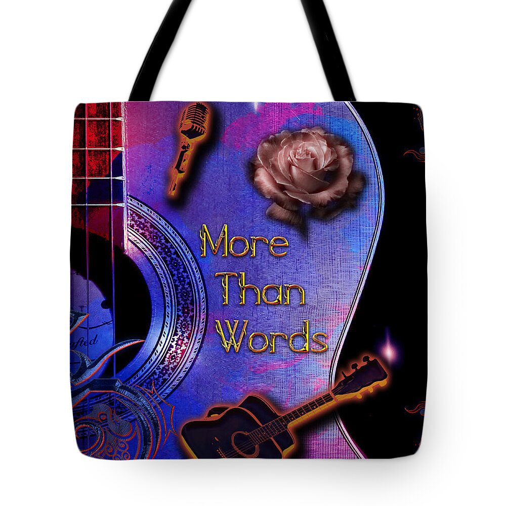 Guitar Tote Bag featuring the digital art More Than Words by Michael Damiani