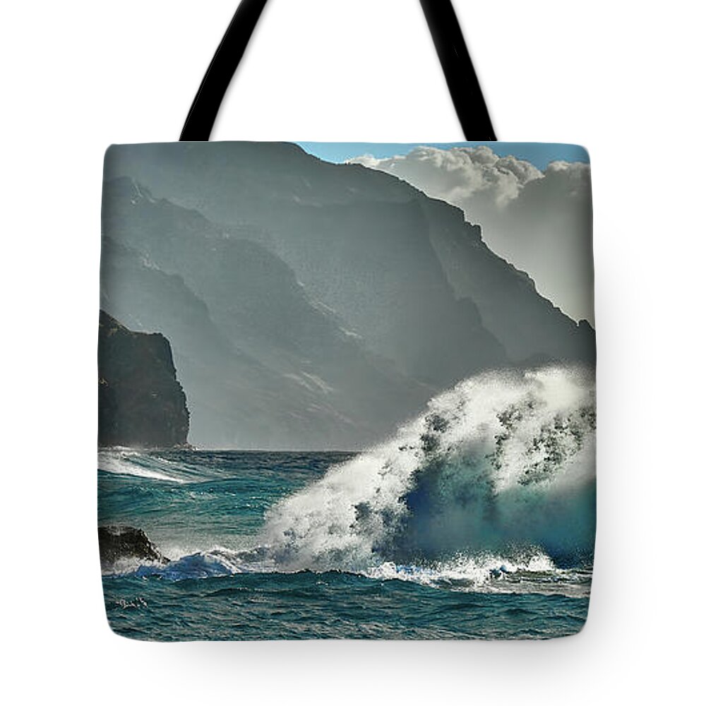 Nature Tote Bag featuring the photograph More Waves in Kauai by Jon Glaser