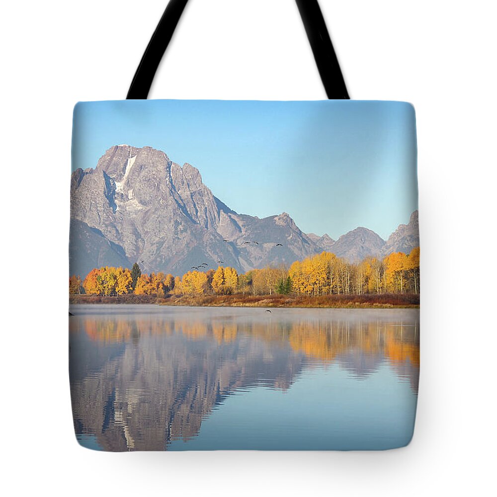 Canada Goose Tote Bag featuring the photograph Morning at Oxbow Bend by Robert Carter