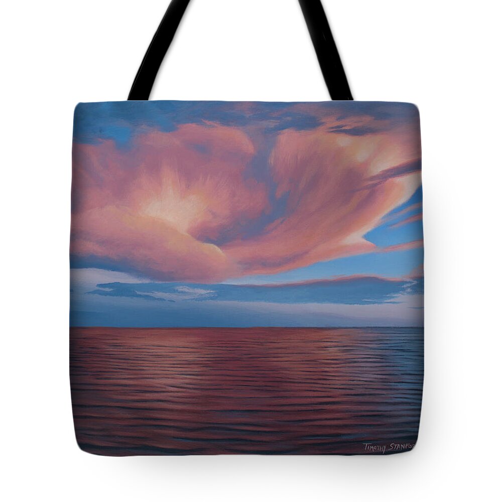 Seascape Tote Bag featuring the painting Morning Blooms by Timothy Stanford