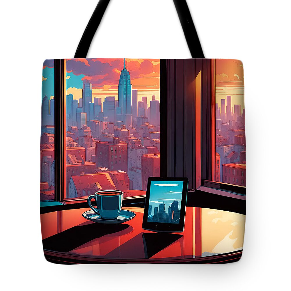 Edward Hopper Tote Bag featuring the photograph Morning Coffee by Cate Franklyn