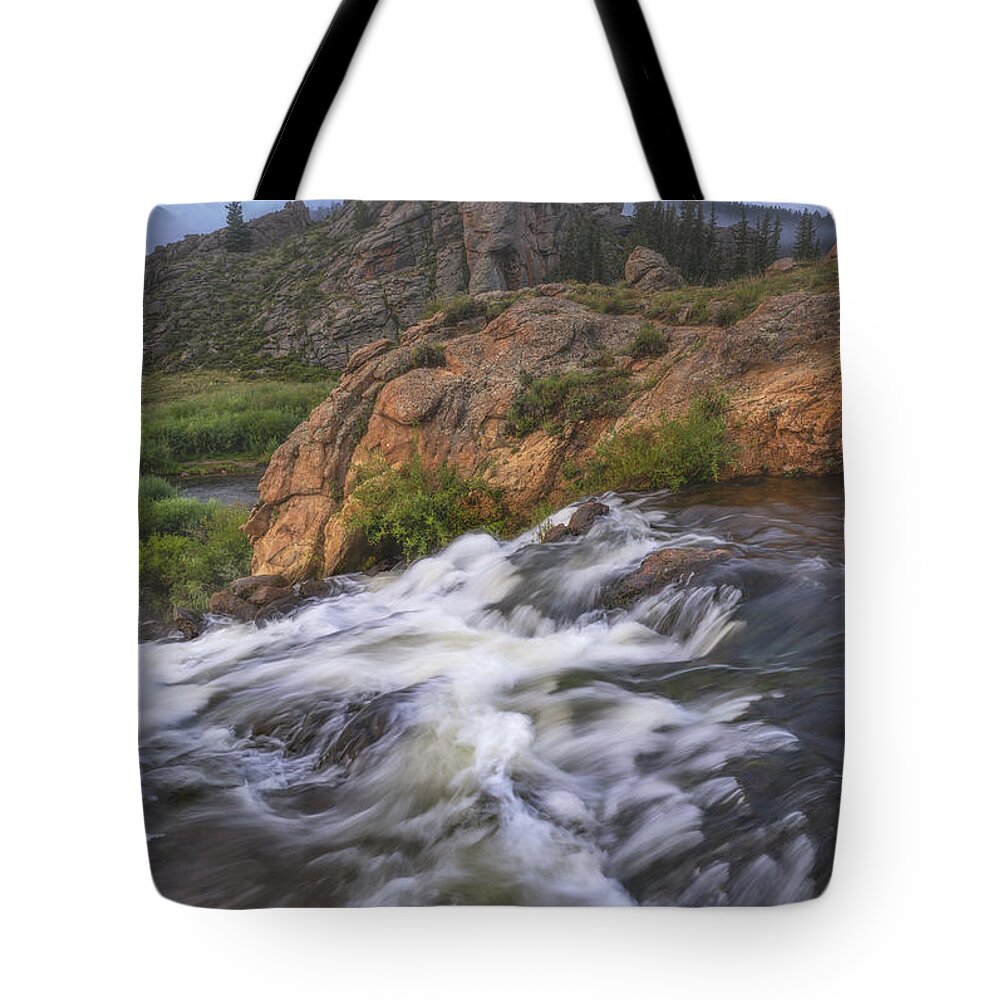 Colorado Tote Bag featuring the photograph Morning Fog at the Falls by Darren White