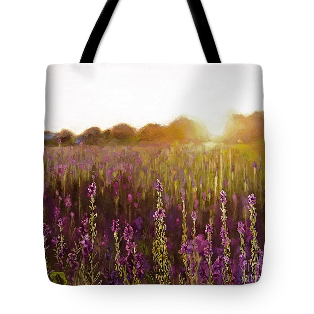 Bumble Bee Tote Bag featuring the painting Morning Glow by Averi Iris
