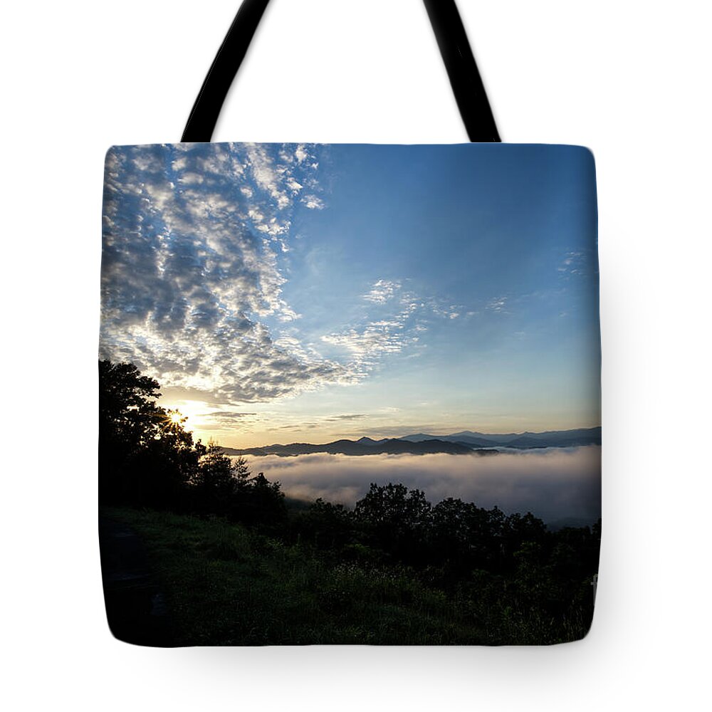 Road Tote Bag featuring the photograph Morning on the Foothills Parkway 5 by Phil Perkins