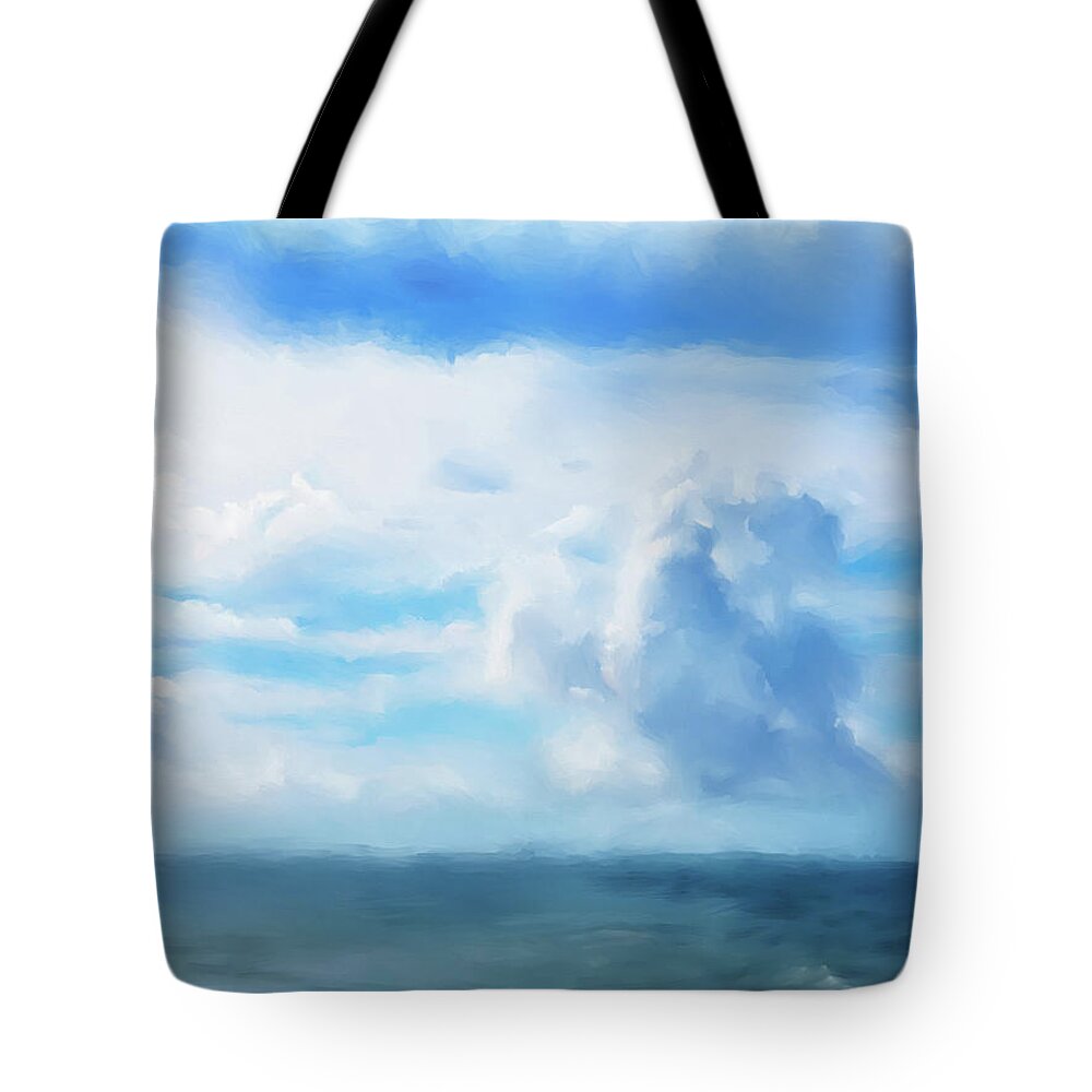 Seascape Tote Bag featuring the digital art Morning on the OBX by Shawn Conn