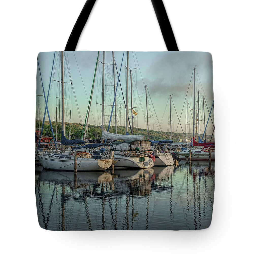 Sailboats Tote Bag featuring the photograph Morning Reflections by Rod Best