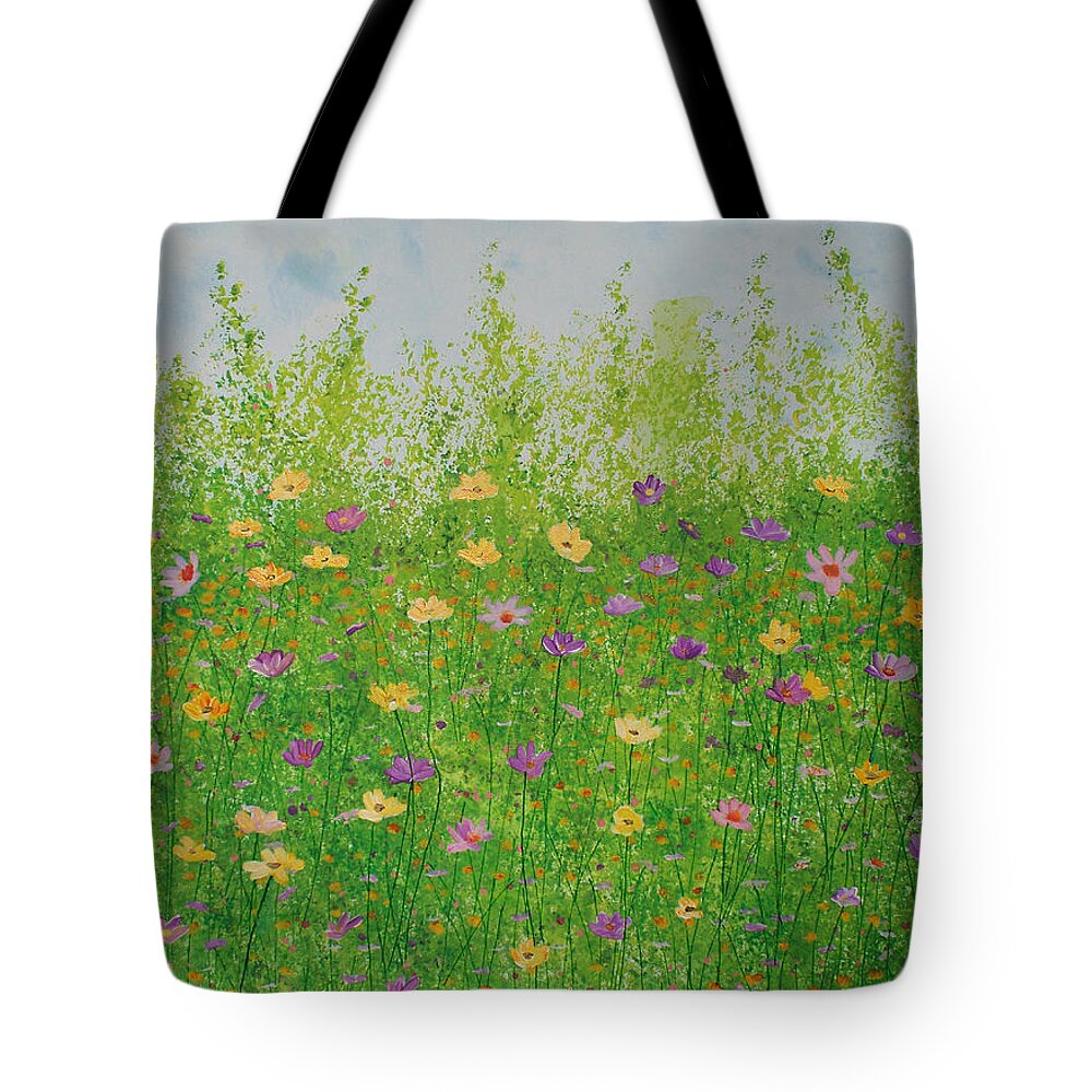 Contemporary Tote Bag featuring the painting Morning Stroll by Herb Dickinson